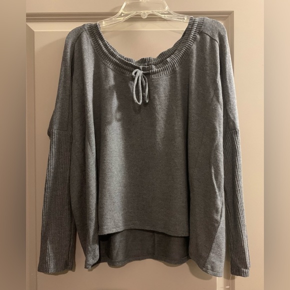 Johnny Was Calme Tunnel Neck Drawstring Crop Sweater in Grey size Small NWT - Picture 4 of 14